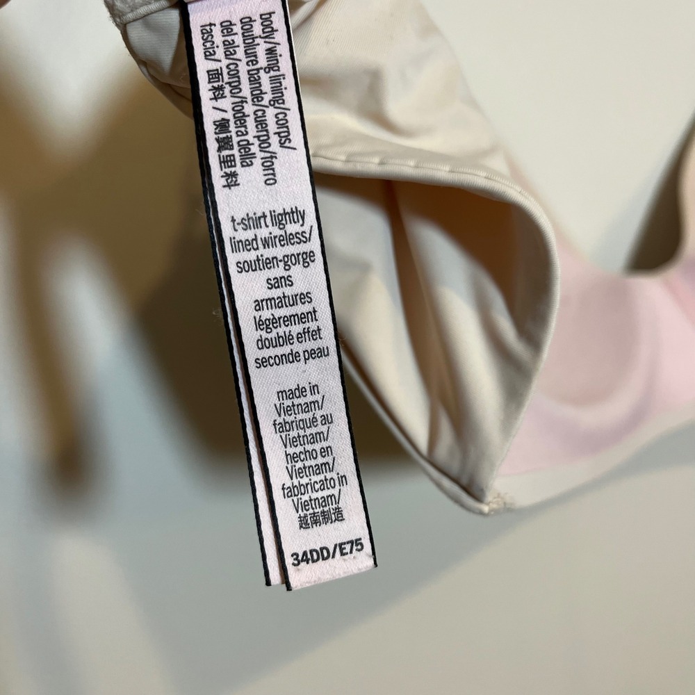 Victoria's Secret Bra T-Shirt Lightly Lined Wireless Comfort Nude Beige 34DD 34E - Picture 4 of 4
